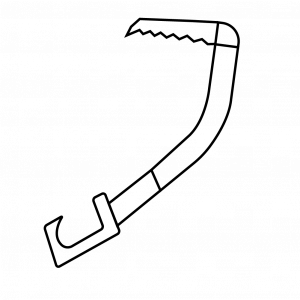 Service en ligne d'affûtage de piolets. Le pictogramme représente un piolet d'alpinisme.